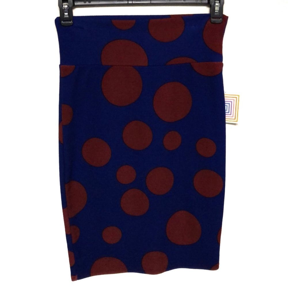 LuLaRoe Cassie polka dot blue pencil skirt size small